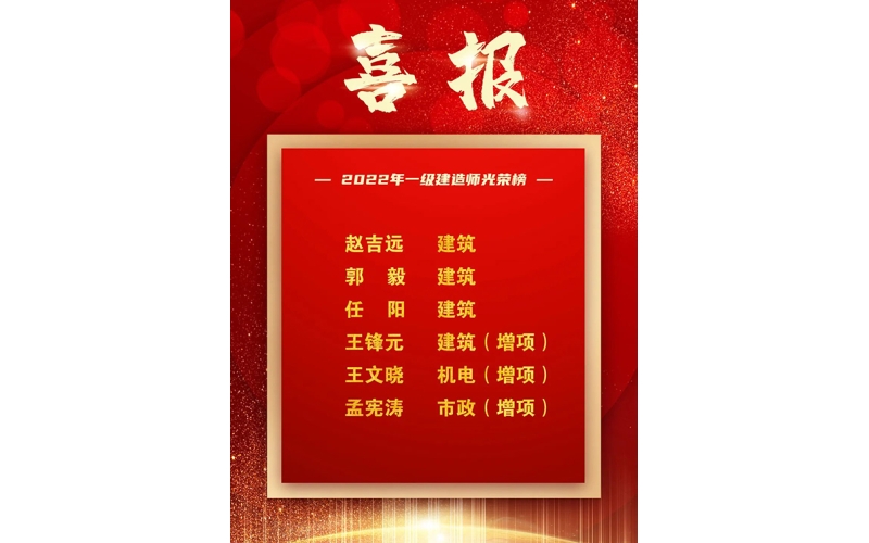 喜報 - 熱烈祝賀天華實業(yè)集團六名員工通過全國一級建造師執(zhí)業(yè)資格考試