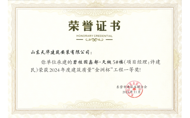 喜報丨天華實業(yè)集團多項工程榮獲2024年度“金洲杯”工程獎